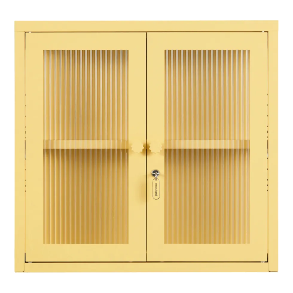 Armoire murale en acier jaune beurre et verre cannelé 60x18x57cm The Kit - Mustard Made