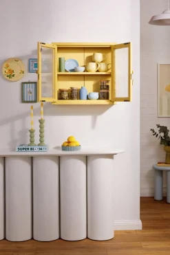 Armoire murale en acier jaune beurre et verre cannelé 60x18x57cm The Kit - Mustard Made