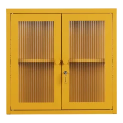 Armoire murale en acier jaune moutarde et verre cannelé 60x18x57cm The Kit - Mustard Made