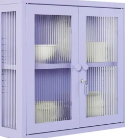 Armoire murale en acier lilas et verre cannelé 60x18x57cm The Kit - Mustard Made