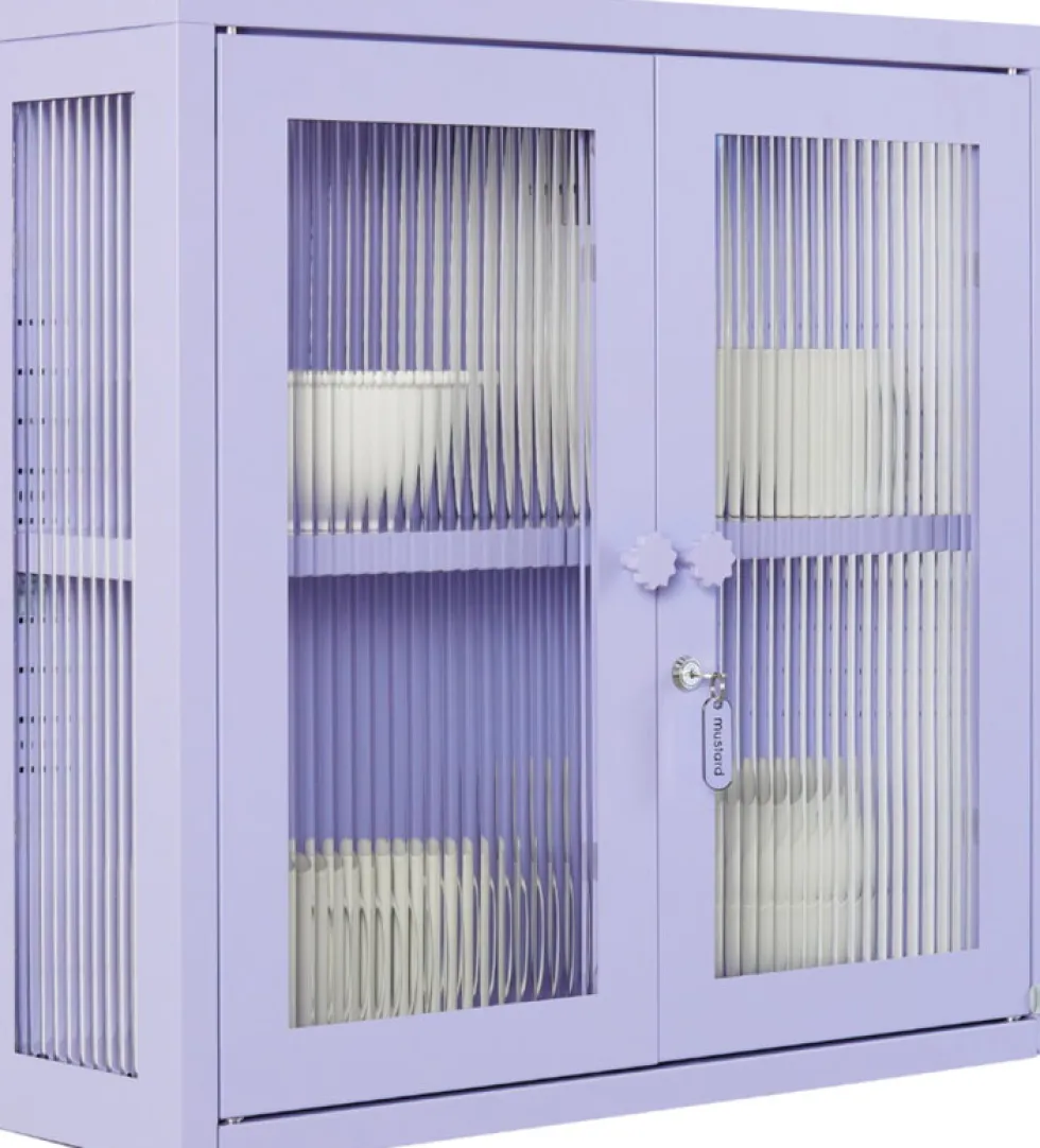 Armoire murale en acier lilas et verre cannelé 60x18x57cm The Kit - Mustard Made
