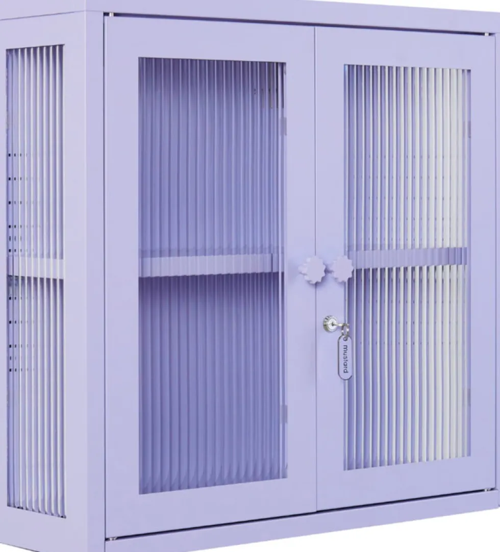 Armoire murale en acier lilas et verre cannelé 60x18x57cm The Kit - Mustard Made