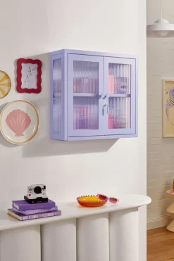 Armoire murale en acier lilas et verre cannelé 60x18x57cm The Kit - Mustard Made