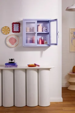 Armoire murale en acier lilas et verre cannelé 60x18x57cm The Kit - Mustard Made