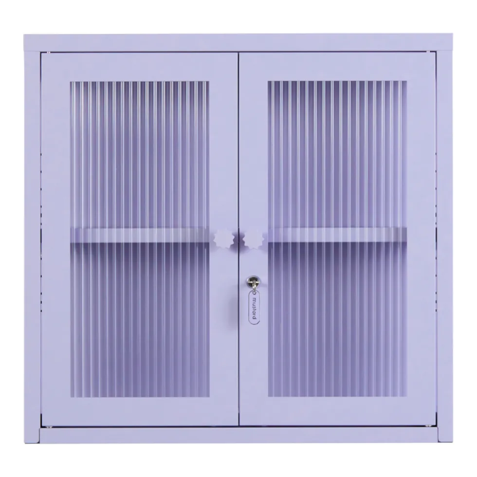 Armoire murale en acier lilas et verre cannelé 60x18x57cm The Kit - Mustard Made