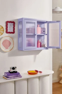 Armoire murale en acier lilas et verre cannelé 60x18x57cm The Kit - Mustard Made