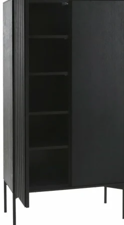 Armoire 2 portes en chêne et métal noir Pudong - Pomax