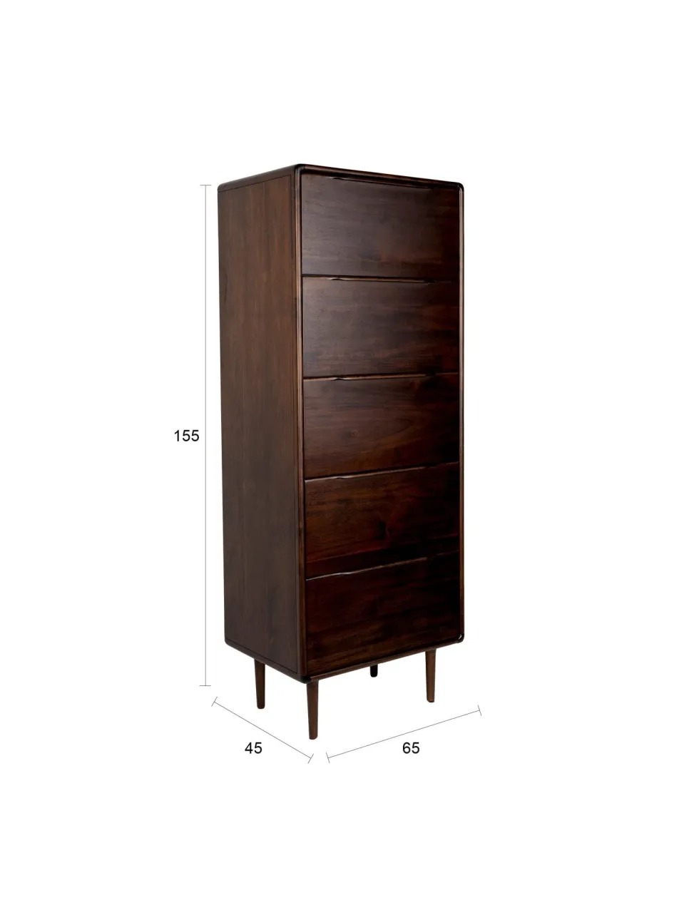 Armoire rectangulaire en bois d'hévéa 45x65x155cm Elroy - Dutchbone