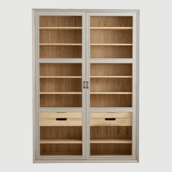 Armoire vitrine en bois gris 149x44x210cm Viva - Nordal