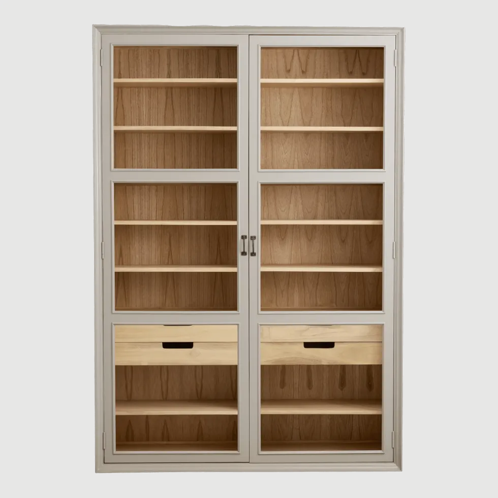 Armoire vitrine en bois gris 149x44x210cm Viva - Nordal
