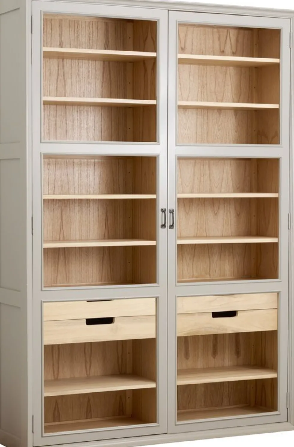 Armoire vitrine en bois gris 149x44x210cm Viva - Nordal