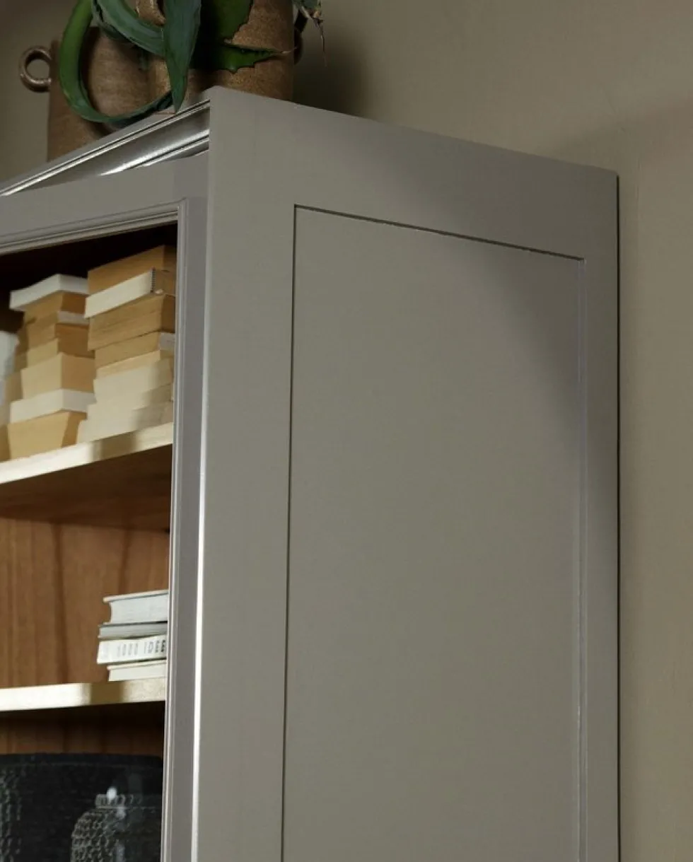 Armoire vitrine en bois gris 76x44x210cm Viva - Nordal