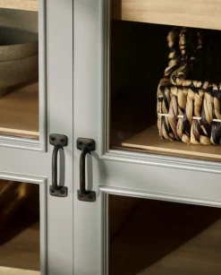 Armoire vitrine en bois gris 148x44x96,5cm Viva - Nordal