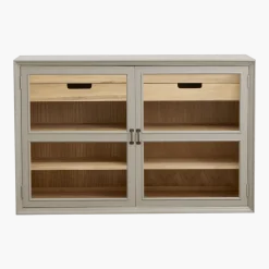 Armoire vitrine en bois gris 148x44x96,5cm Viva - Nordal