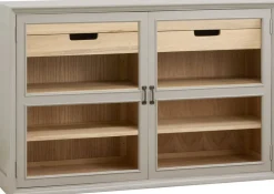 Armoire vitrine en bois gris 148x44x96,5cm Viva - Nordal