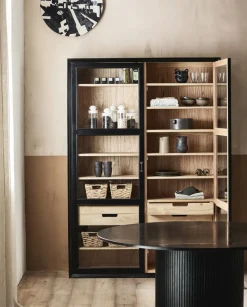 Armoire vitrine en bois noir 149x44x210cm Viva - Nordal