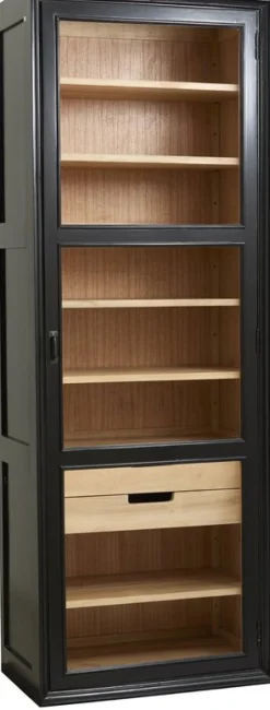 Armoire vitrine en bois noir 76x44x210cm Viva - Nordal