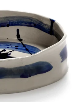 Assiette creuse ovale en grès bleu beige 21x17x6cm Sophia - Serax
