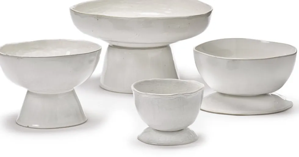 Assiette creuse sur pied en grès blanc cassé 31cm La Mère - Serax