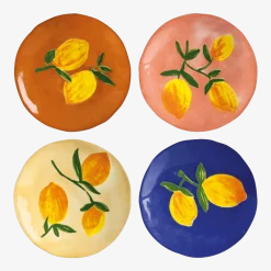 4 Assiettes colorées motifs citrons - &Klevering
