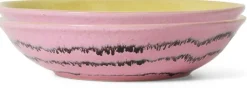 2 Assiettes creuses en grès rose 21,7 x 21 x 4,7 cm Vaisselle 70's - HKLiving