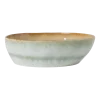 2 Assiettes creuses à pâtes en grès blanc et vert 18,7 x 18,7 x 5,2 cm Vaisselle 70's - HKLiving