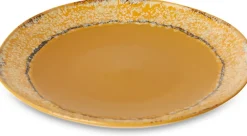 2 Assiettes d'appoint en grès jaune 22cm Paradise - HKLIVING