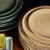 2 assiettes à dessert ronde en céramique 17,5x2cm 70'S- HKliving
