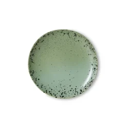 2 Assiettes à dessert rondes en grès vert 17,5cm Vaisselle 70s - HKLiving