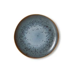 2 Assiettes à entrée rondes en grès bleu 22cm Vaisselle 70s - HKLiving