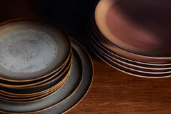 2 Assiettes à entrée rondes en grès gris 22cm Vaisselle 70s - HKLiving