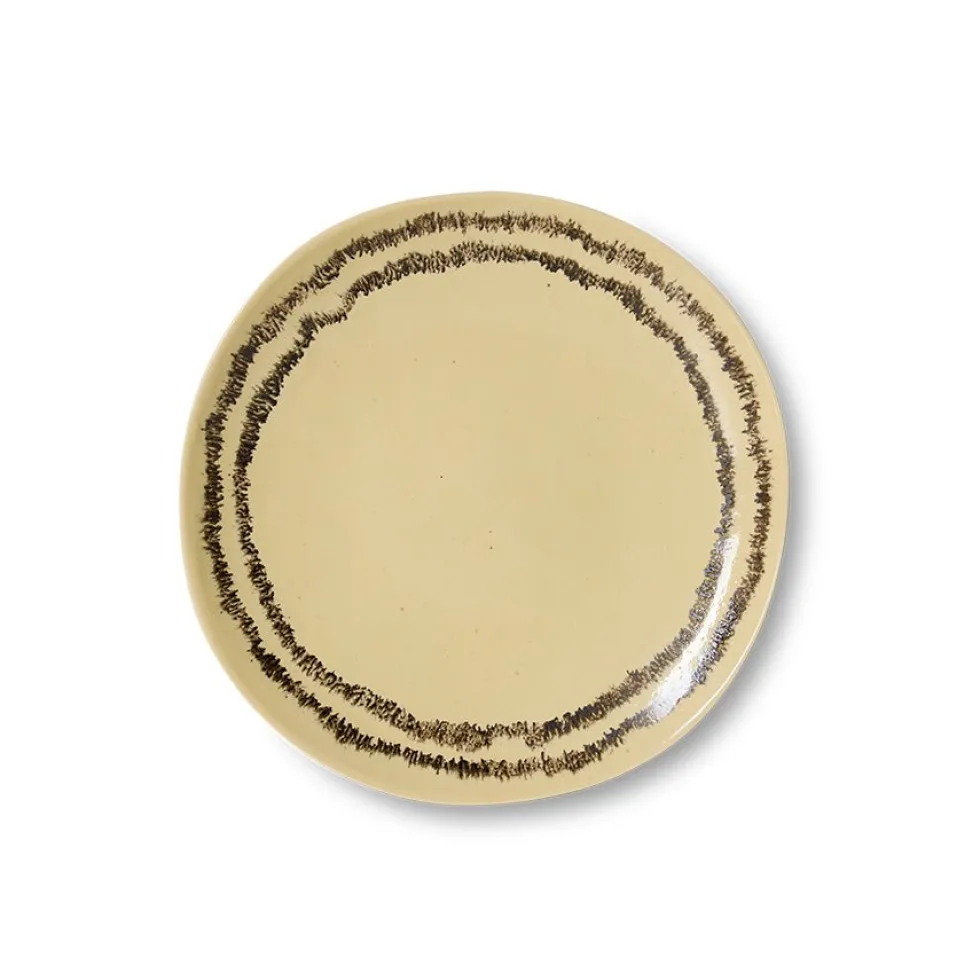 2 Assiettes à entrée rondes en grès jaune 22cm Vaisselle 70s - HKLiving