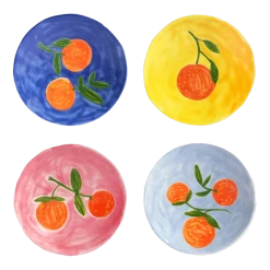 4 assiettes à motifs colorés orange 16 cm - &Klevering