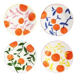 4 assiettes à motifs orange 22 cm Orange Twig - &Klevering
