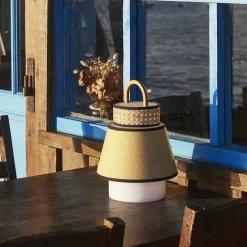 Baladeuse extérieure jaune en bambou et en cannage 32,5 x 21,5 cm Singapour - Market set