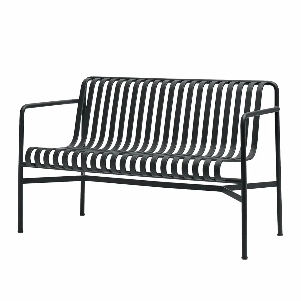 Banc de jardin avec accoudoirs en métal anthracite Palissade - HAY