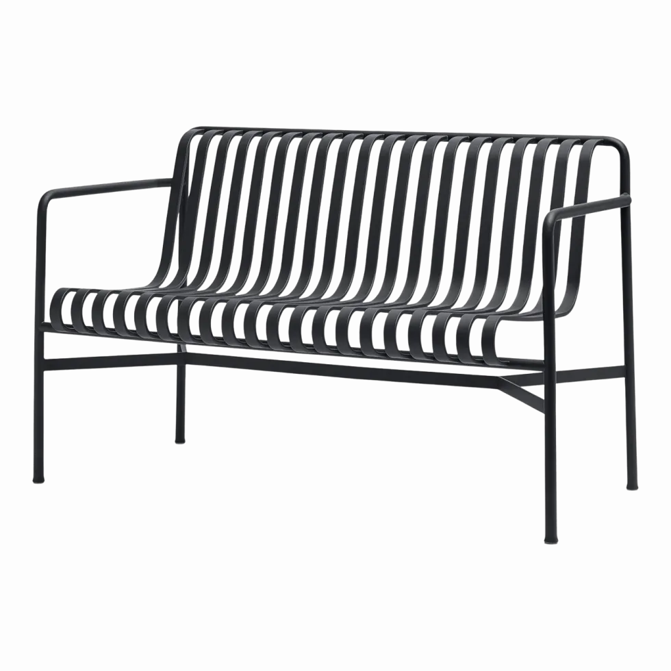 Banc de jardin avec accoudoirs en métal anthracite Palissade - HAY