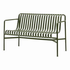 Banc de jardin avec accoudoirs en métal olive Palissade - HAY