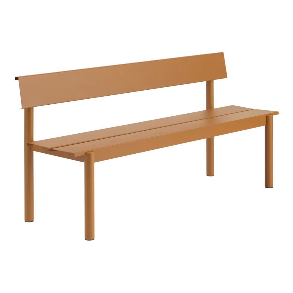 Banc de jardin avec dossier en acier orange 170x34cm Linear - Muuto