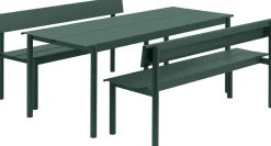 Banc de jardin avec dossier en acier vert foncé 170x34cm Linear - Muuto