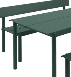 Banc de jardin avec dossier en acier vert foncé 110x34cm Linear - Muuto