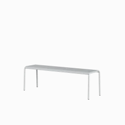 Banc de jardin en acier thermolaqué inoxydable gris craie 140x42x45cm Panorama - TIPTOE