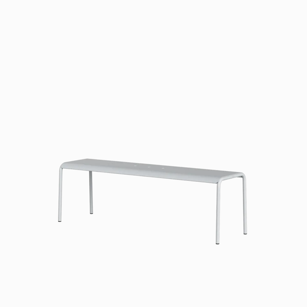 Banc de jardin en acier thermolaqué inoxydable gris craie 140x42x45cm Panorama - TIPTOE