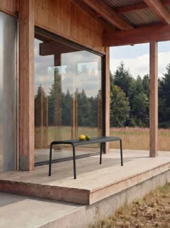 Banc de jardin en acier thermolaqué inoxydable noir 140x42x45cm Panorama - TIPTOE