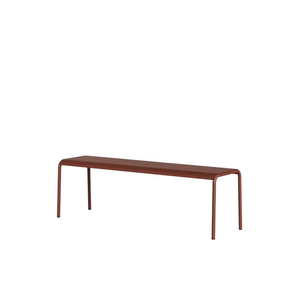 Banc de jardin en acier thermolaqué inoxydable rouge brique 140x42x45cm Panorama - TIPTOE