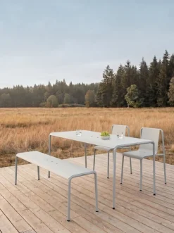 Banc de jardin en acier thermolaqué inoxydable vert forêt 140x42x45cm Panorama - TIPTOE