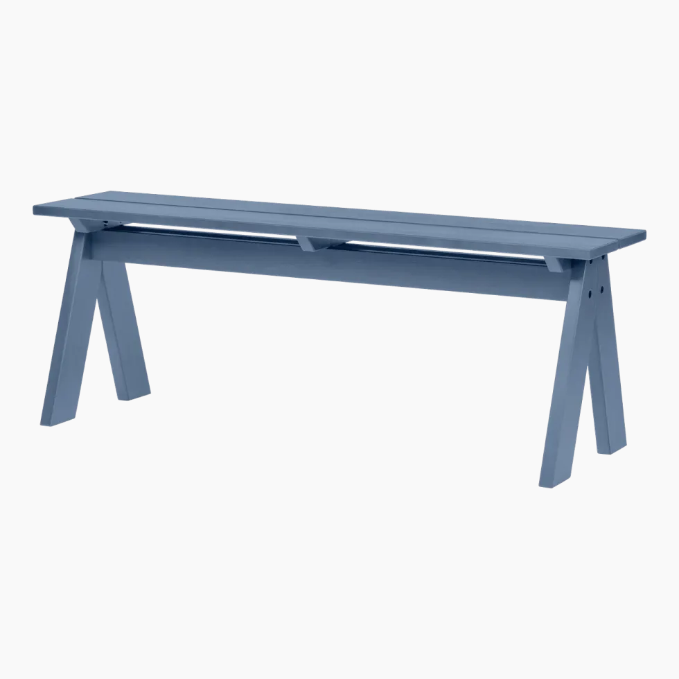 Banc de jardin en bois de pin massif bleu givré 120x40x44cm Navo - noo.ma