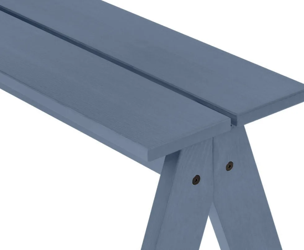 Banc de jardin en bois de pin massif bleu givré 120x40x44cm Navo - noo.ma