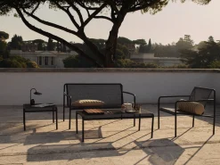 Banc de jardin marron en acier électro-galvanisé 131x75cm Dapple lounge - Ferm living