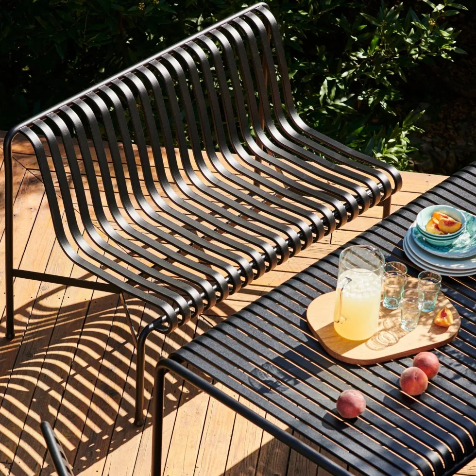 Banc de jardin sans accoudoirs en métal anthracite Palissade - HAY